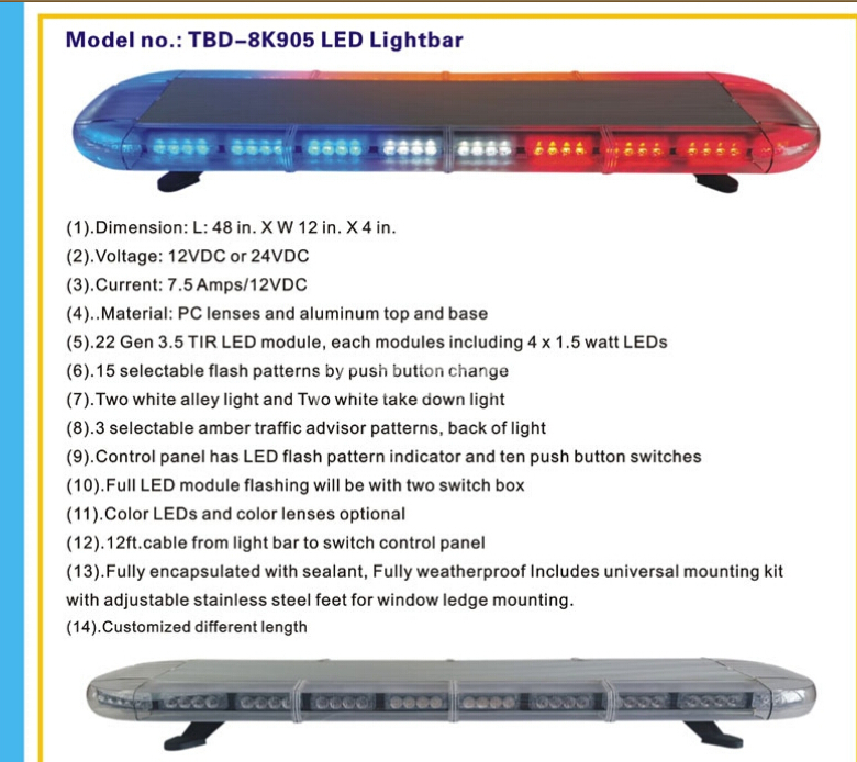 Barras de luces LED de aluminio impermeables de tamaño completo para vehículos